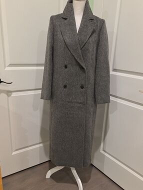 Magaschoni Classic Double-Breasted Women's Gray Long Coat
